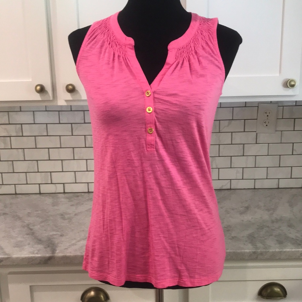 Lilly Pulitzer Top Womens XS Pink Essie Tank Shirt Beach Coastal Resortwear Boho